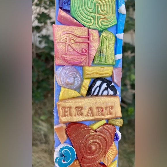 Handmade Polymer Clay Mosaic Art “Protected”  Plaque Original On Wood  12”x 2” - Picture 3 of 10